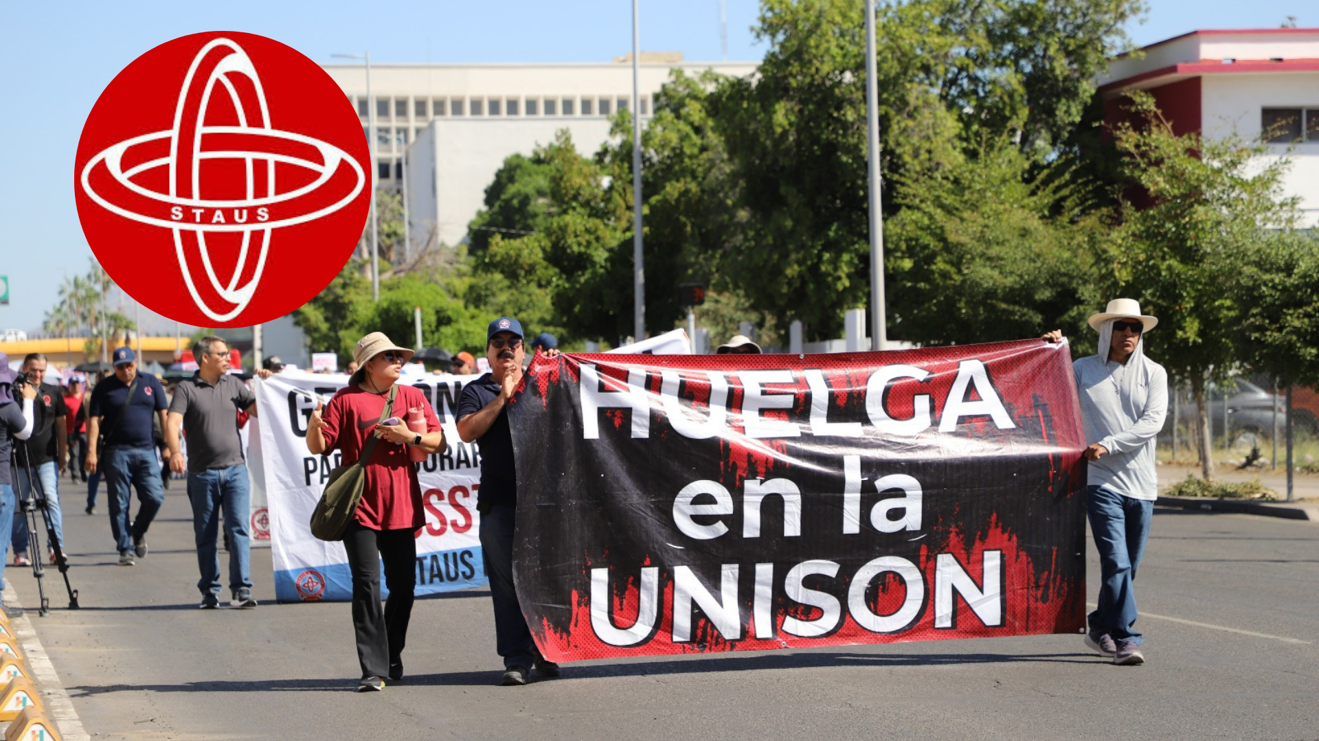 Académicos del Staus realizan marcha en la Unison y señalan posible huelga el 30 de abril