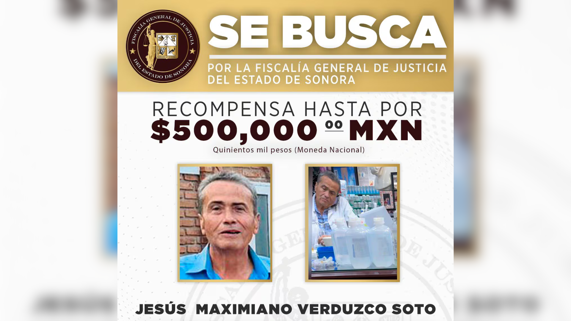 FGJES ofrece recompensa por médico acusado de homicidio culposo en Sonora