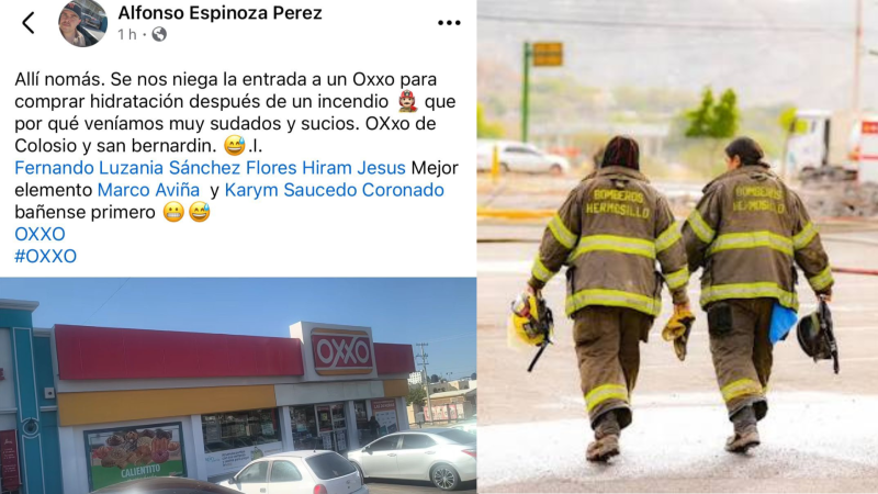 Indigna presunto acto de discriminación contra bomberos en tienda Oxxo de Hermosillo