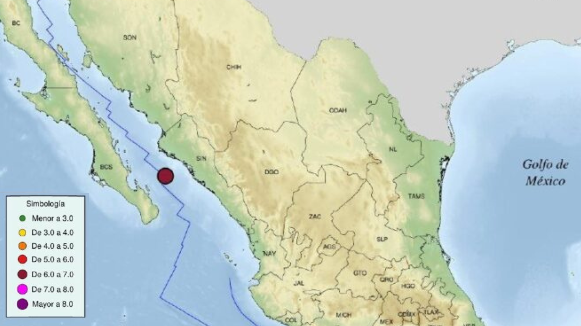 Sinaloa registra tres sismos frente a Guasave; el de mayor magnitud fue de 6.1