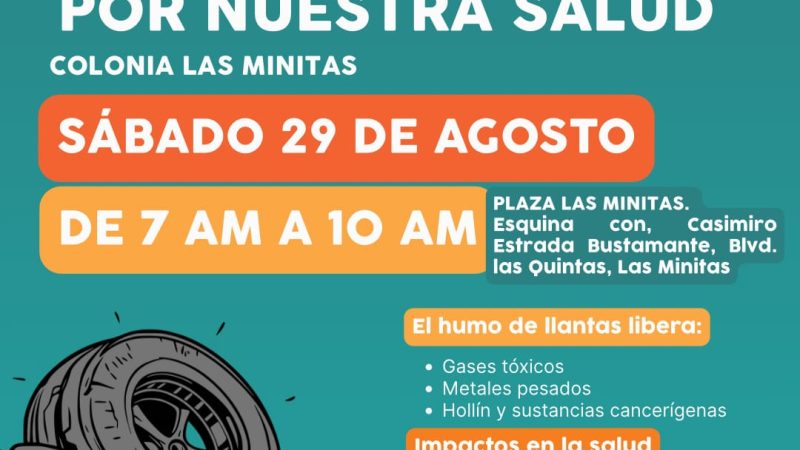 Invitan a “Llantatón por nuestra salud” este sábado en Las Minitas